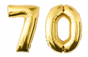 Folienballon Zahlenballon in der Farbe gold Heliumballon Riesenzahl Luftballon Party Kindergeburtstag Geburtstag Deko 100 cm (70 - Gold)